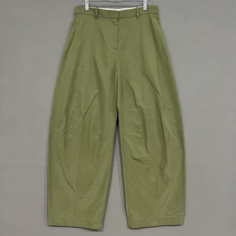 Rosetta Getty Barrel Wide Leg Pants Size 8 Green Satin High Rise